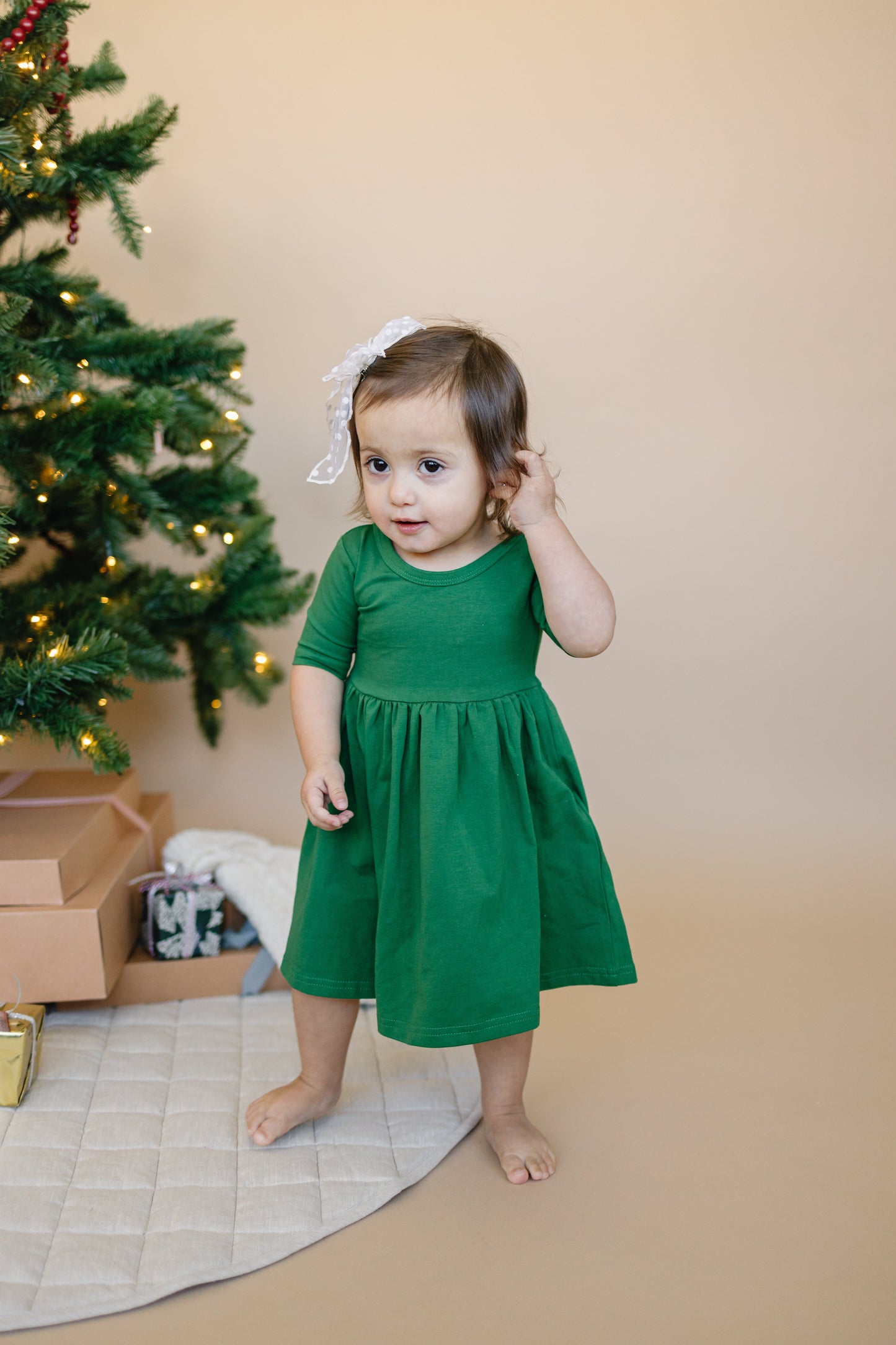 Organic Cotton Twirl Dress - Red or Green