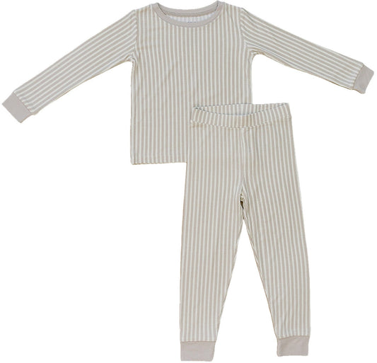 Taupe Stripe Ribbed Bamboo Cozy Set