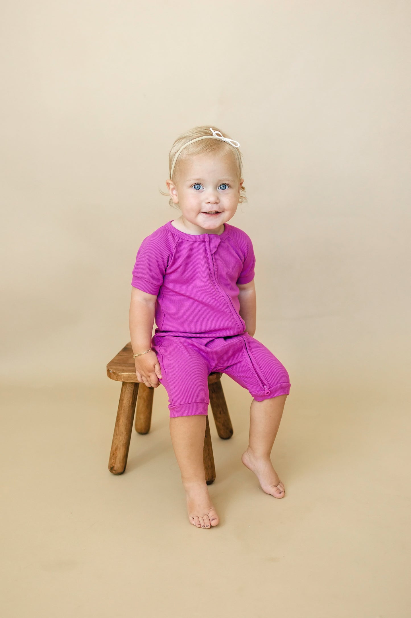 Solid Ribbed Bamboo Shorty Romper  - more colors