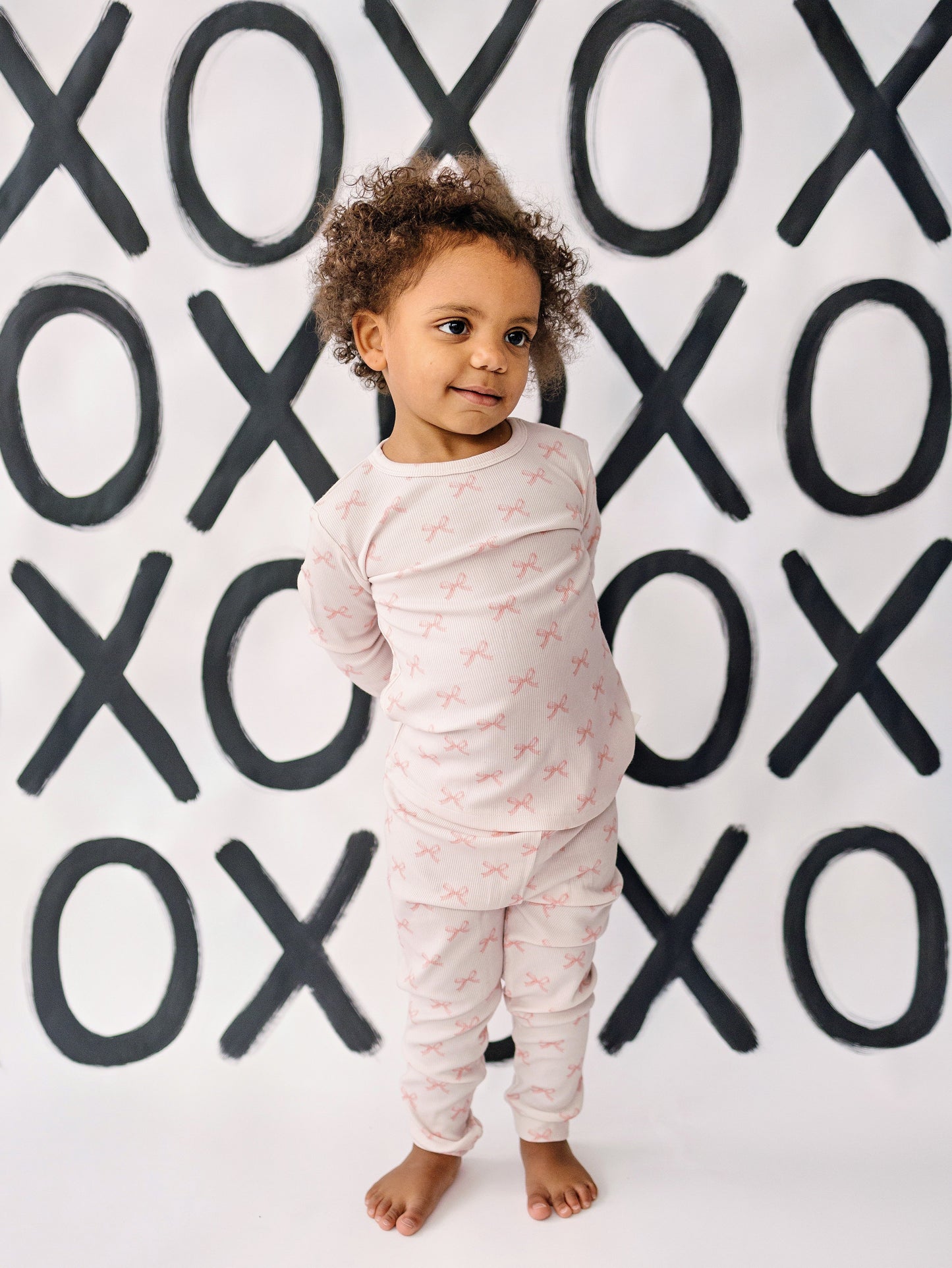 Blushing Bows 2pc Ribbed Bamboo Pajama Set