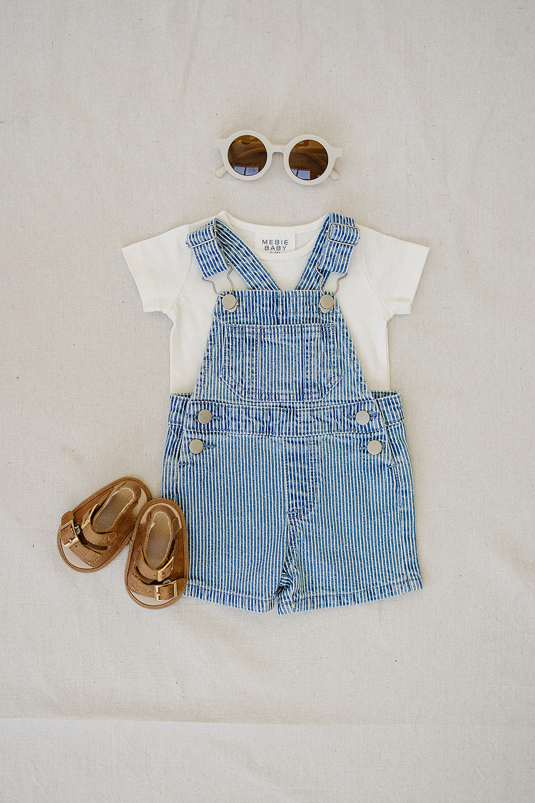 Blue Stripe Short Overalls