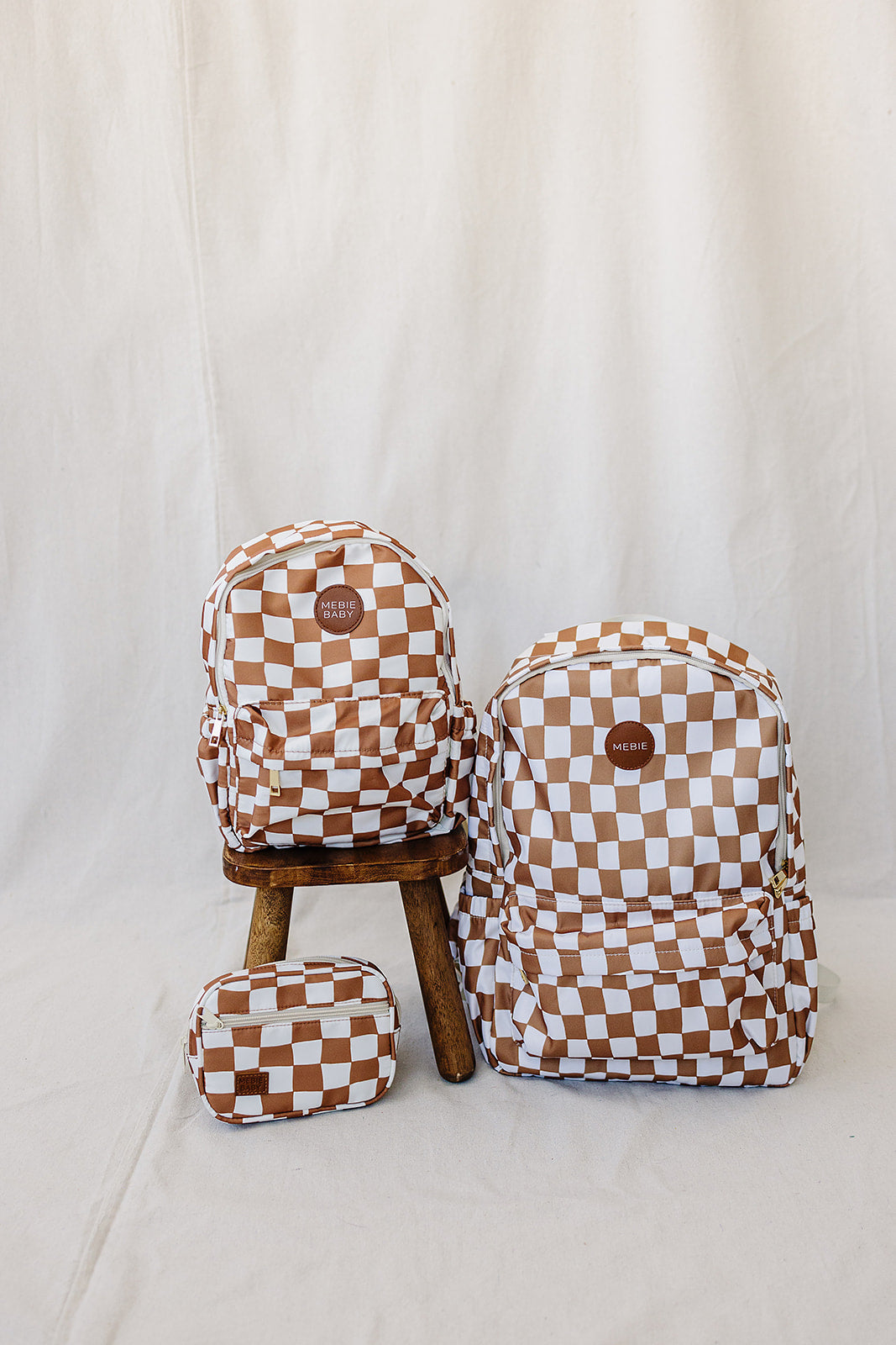 Rust Wavy Checkered Mini Backpack