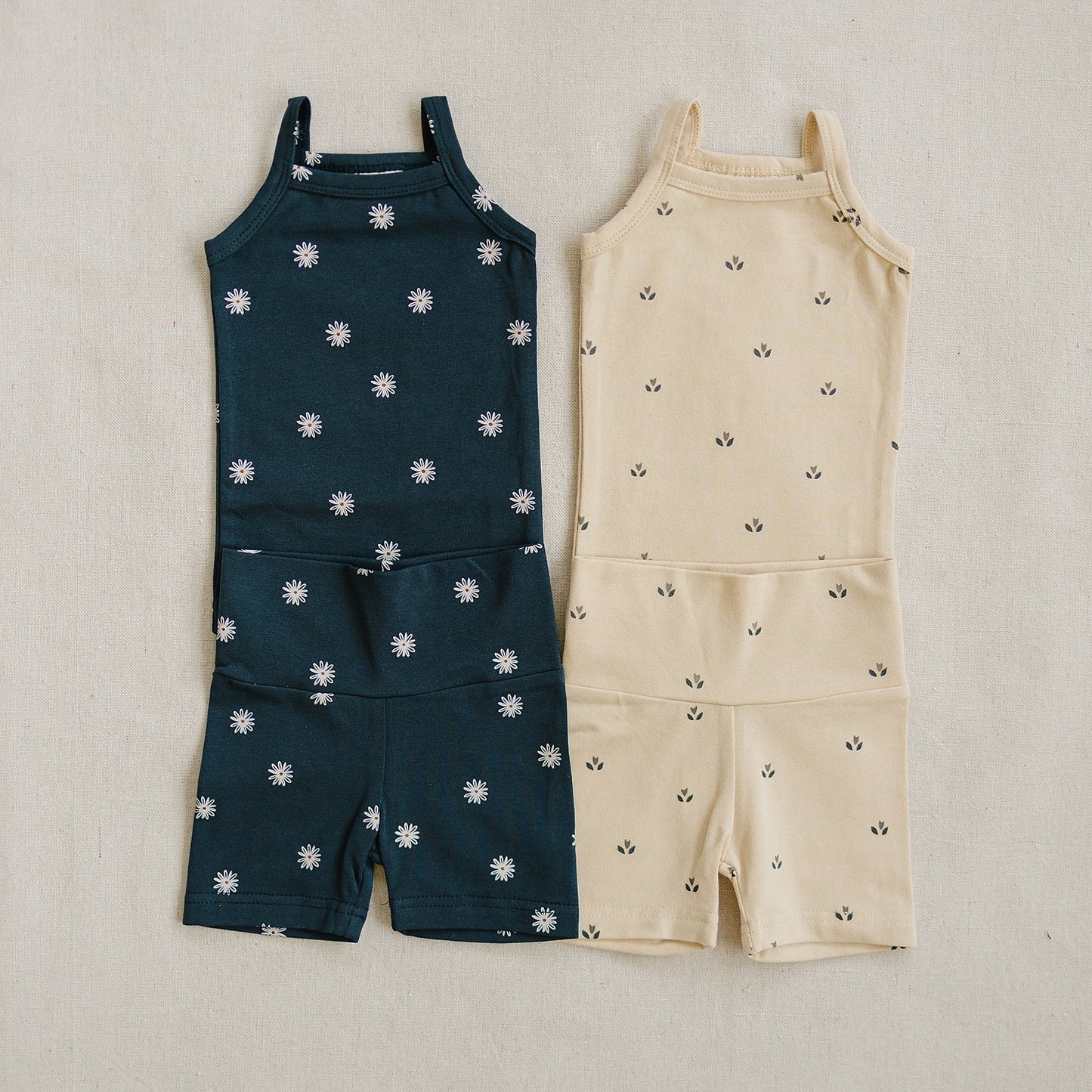 Navy Daisies Tank + Biker Short Set