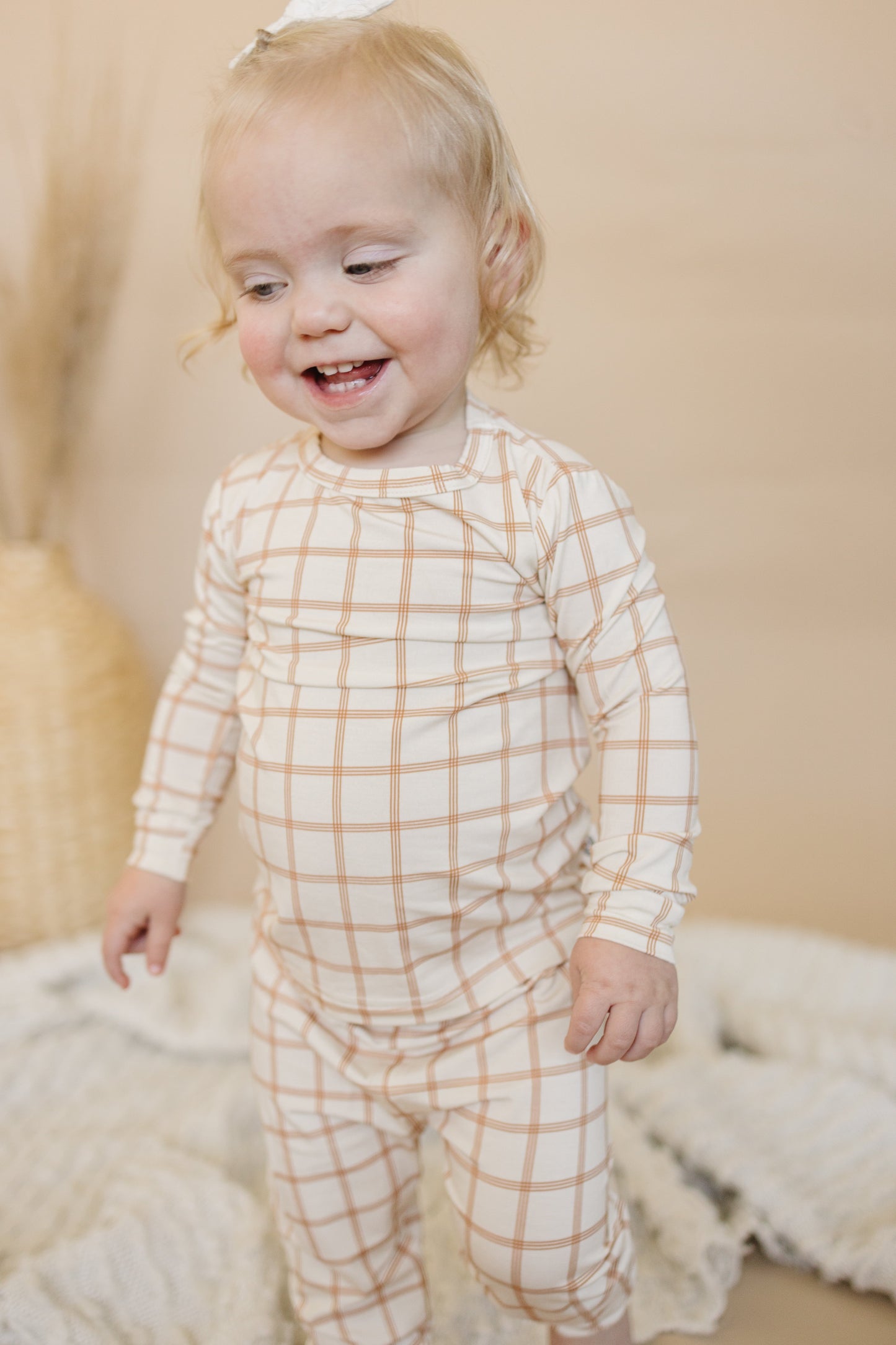 Pumpkin Plaid Bamboo Baby Pajamas - 2 Piece Set