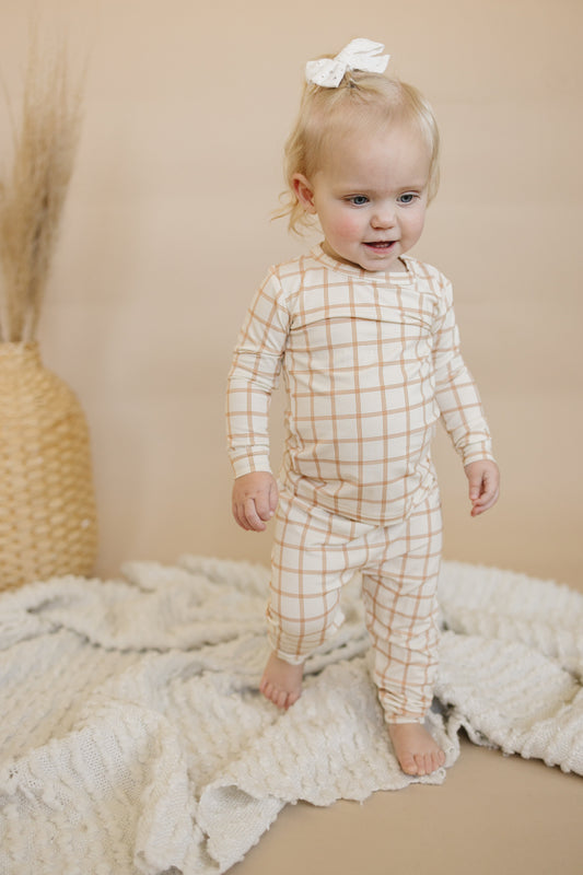 Pumpkin Plaid Bamboo Baby Pajamas - 2 Piece Set