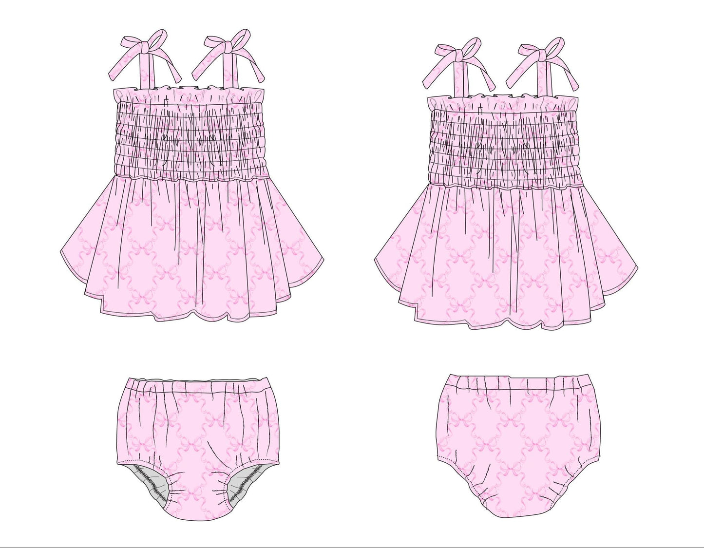 Emeryn - Smocked Diaper Dress Set