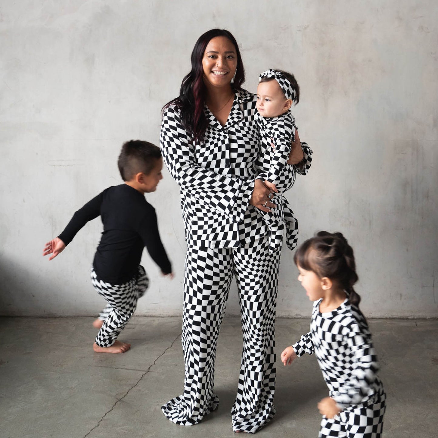 B&W Wavy Checker | Bamboo Two Piece Set