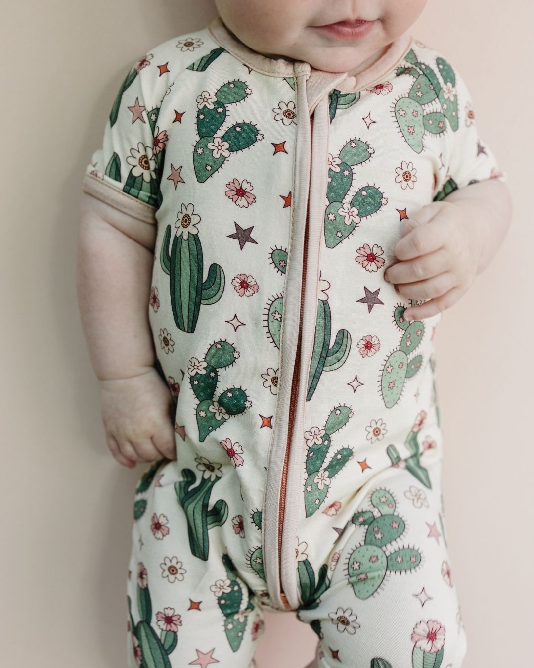 Bamboo Shorty Romper | Cactus Flowers