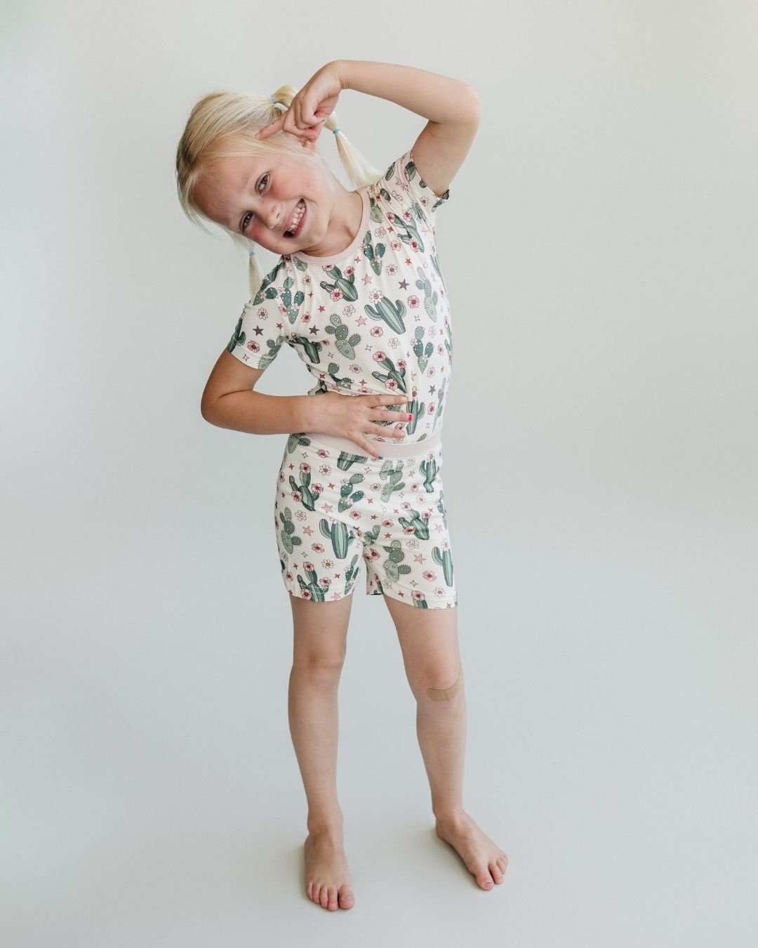 Bamboo Two Piece Shorts Set | Cactus Flowers