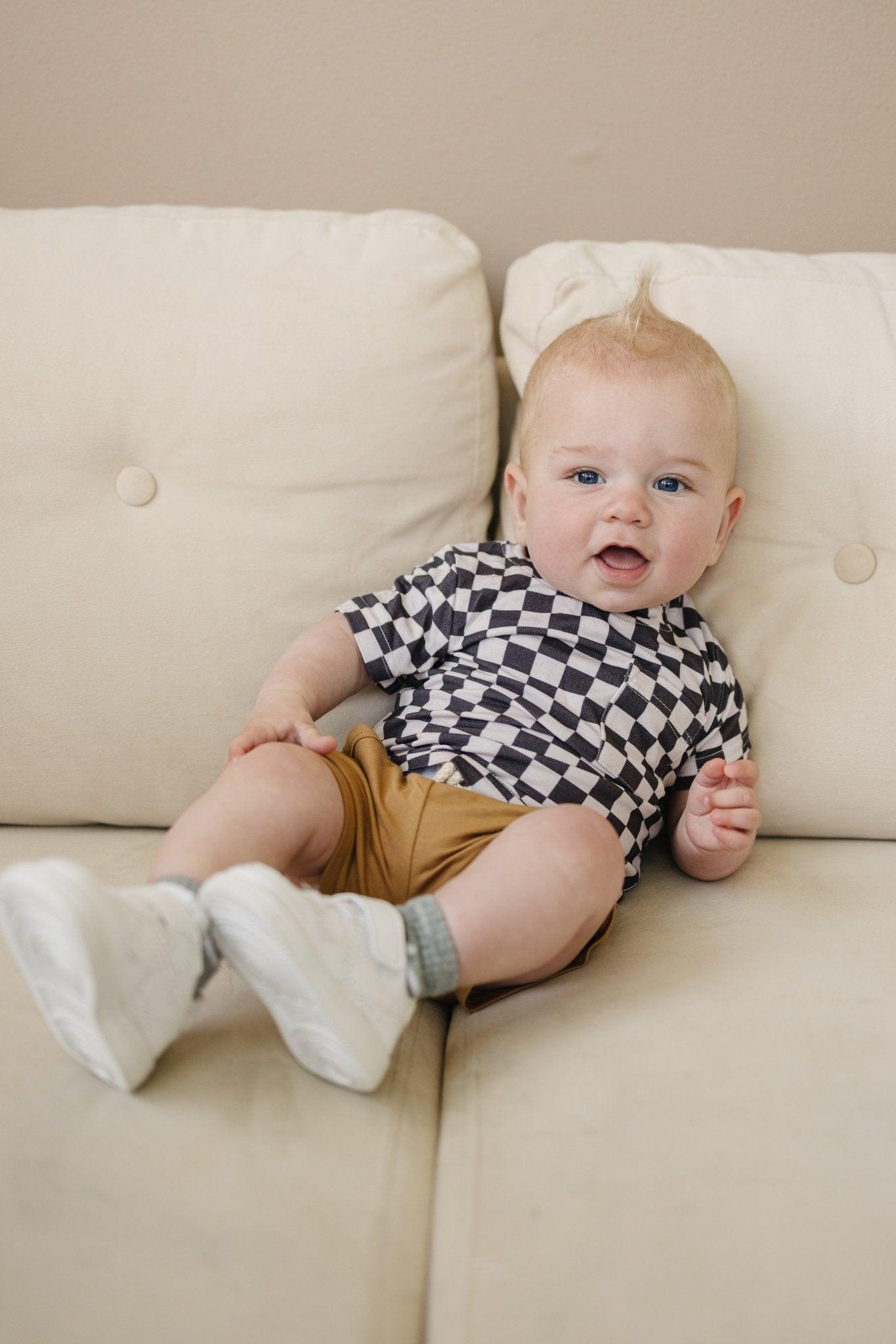 Black Checkered Bamboo Tee