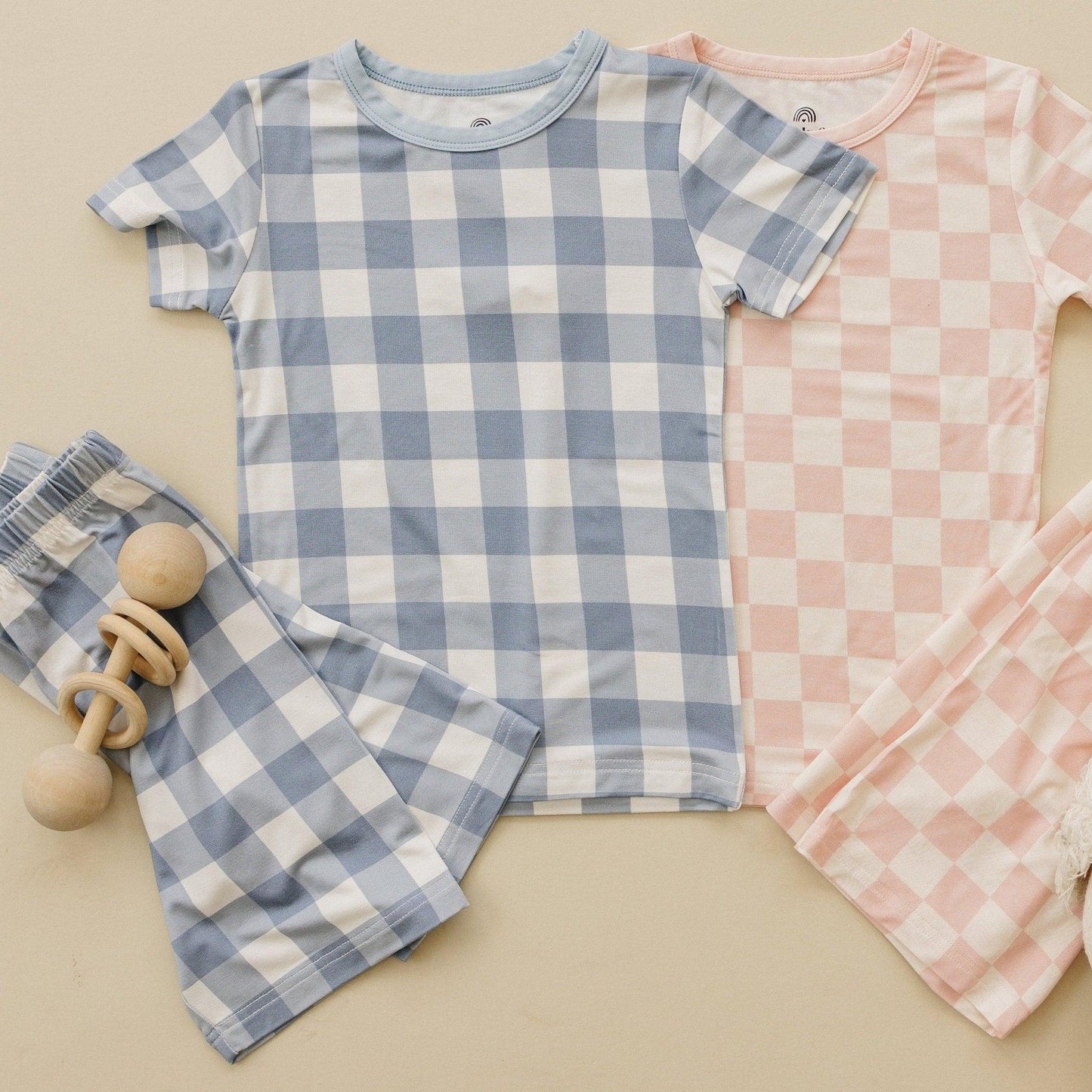 Blue Gingham 2pc Bamboo Pajamas *see size notes