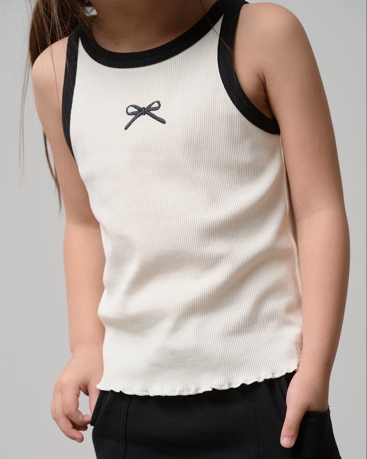 Bow Ribbed Tank - Vanilla