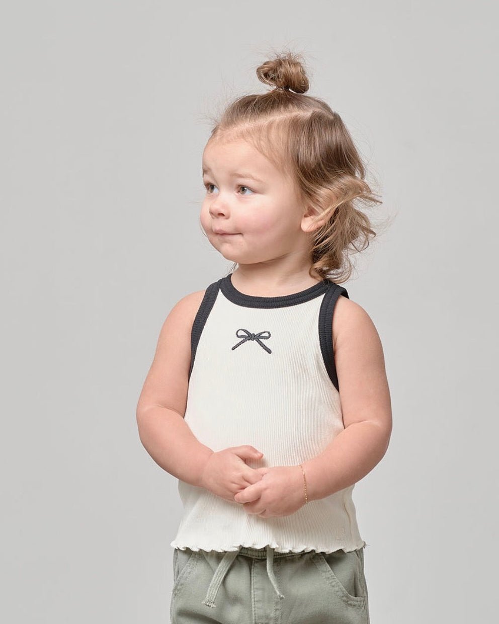 Bow Ribbed Tank - Vanilla