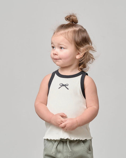 Bow Ribbed Tank - Vanilla