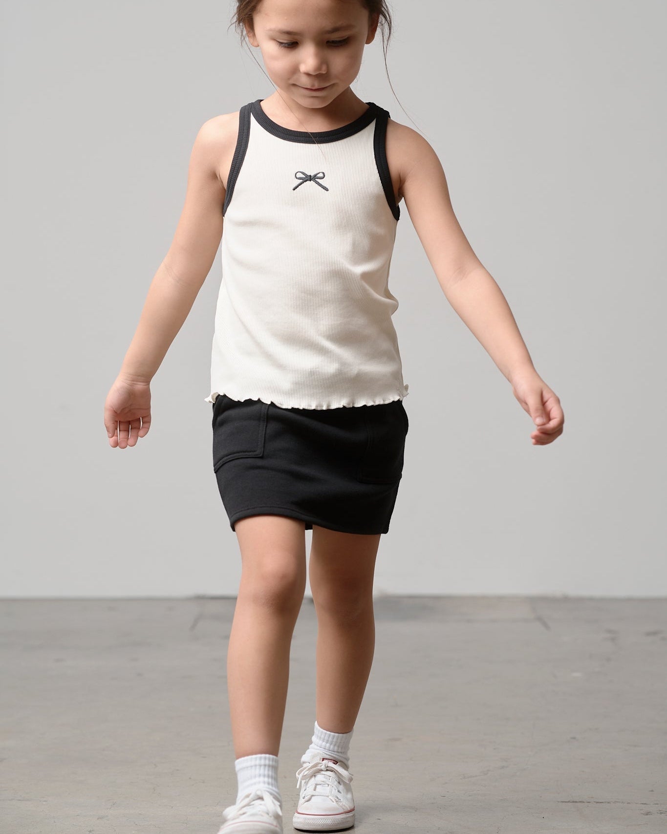 Bow Ribbed Tank - Vanilla