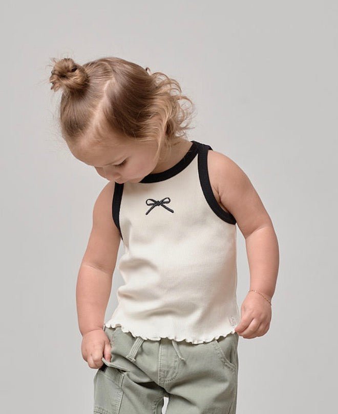 Bow Ribbed Tank - Vanilla
