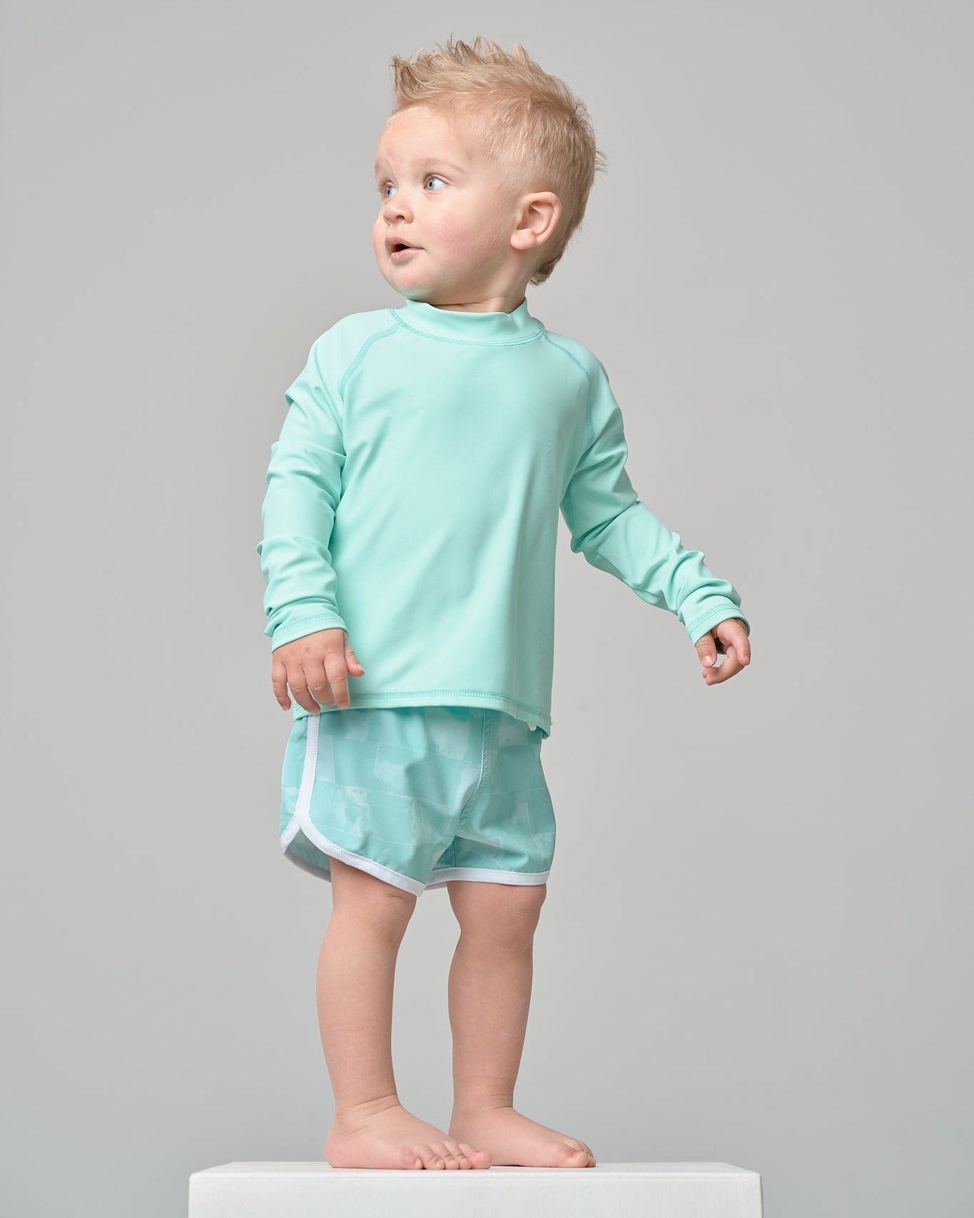 Boy's Swim Short - Mint Check