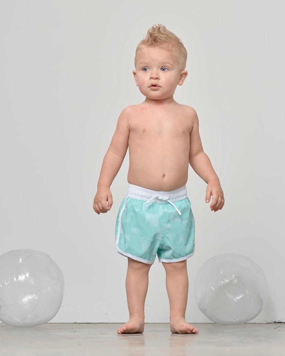 Boy's Swim Short - Mint Check