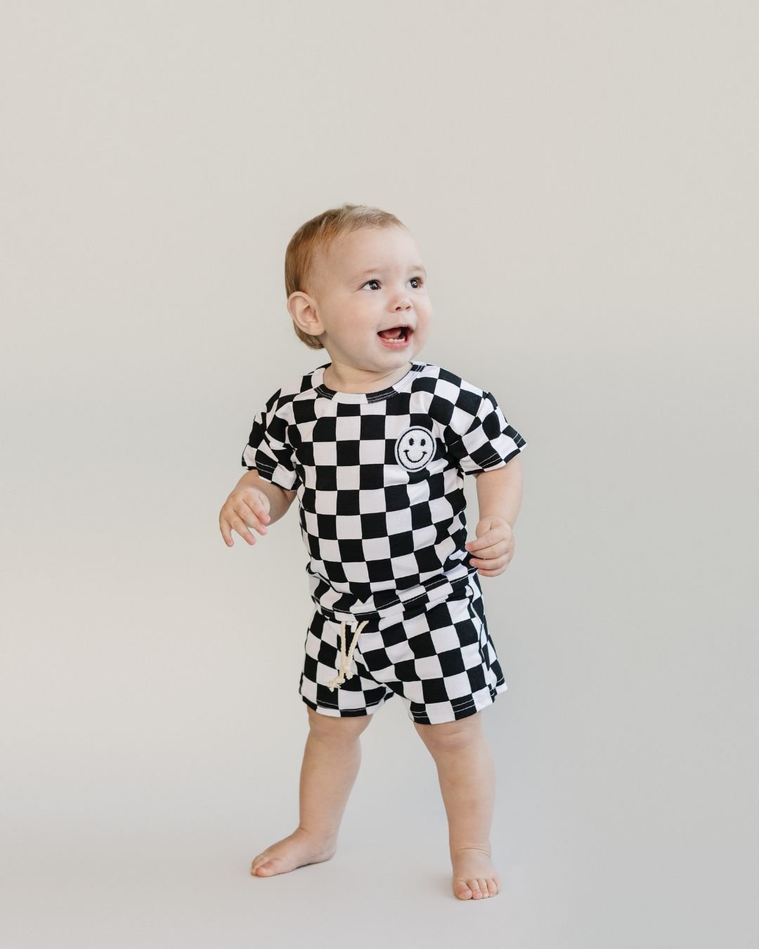 Checkered Shorts Set | Black