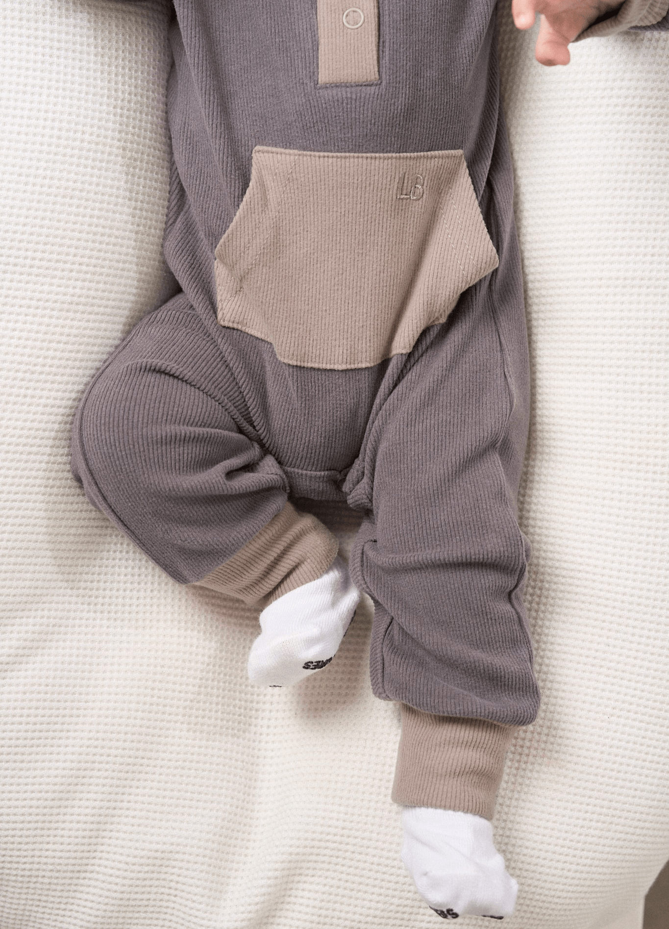 Colorblock Ribbed Romper - Graphite