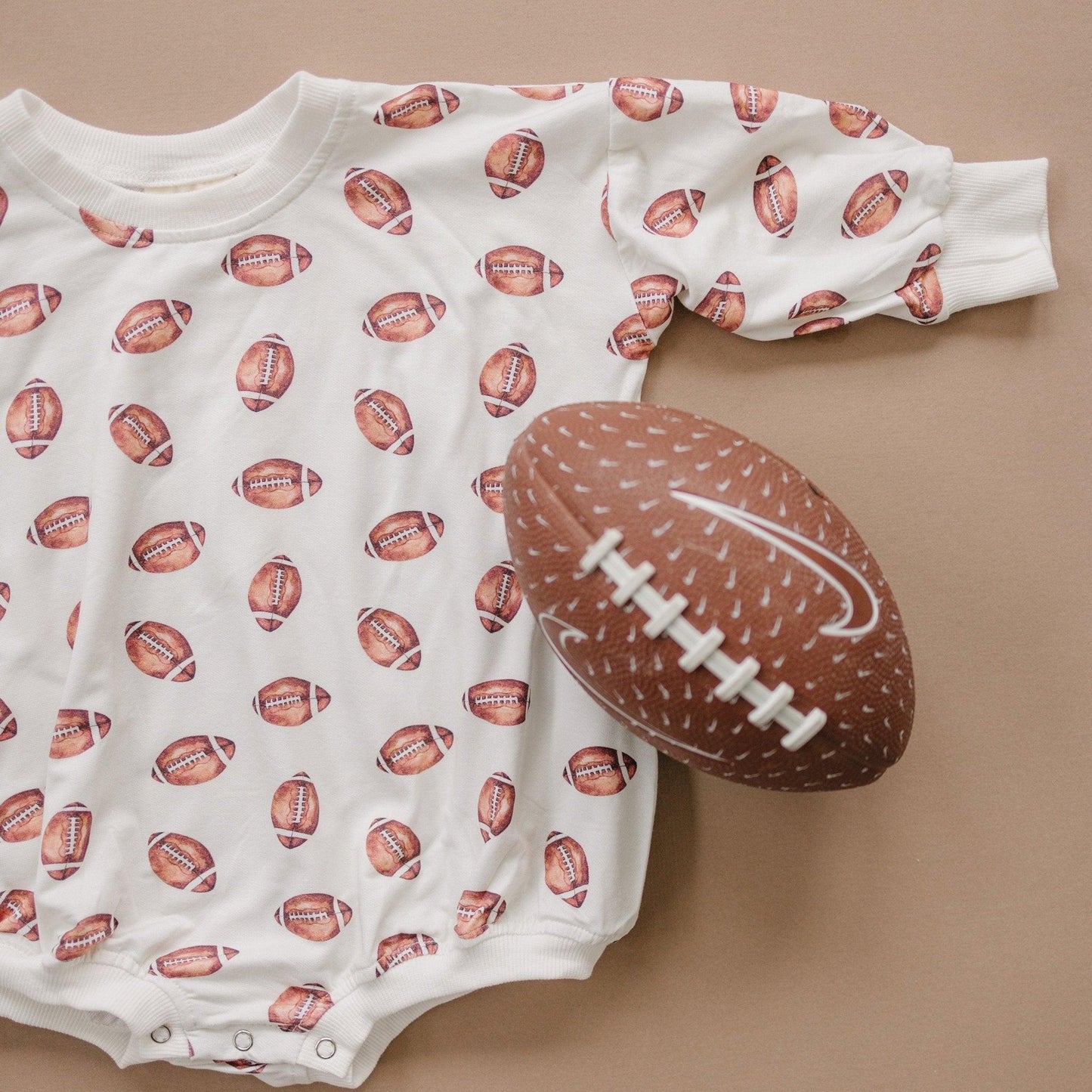 Football Print Bamboo Bubble Romper