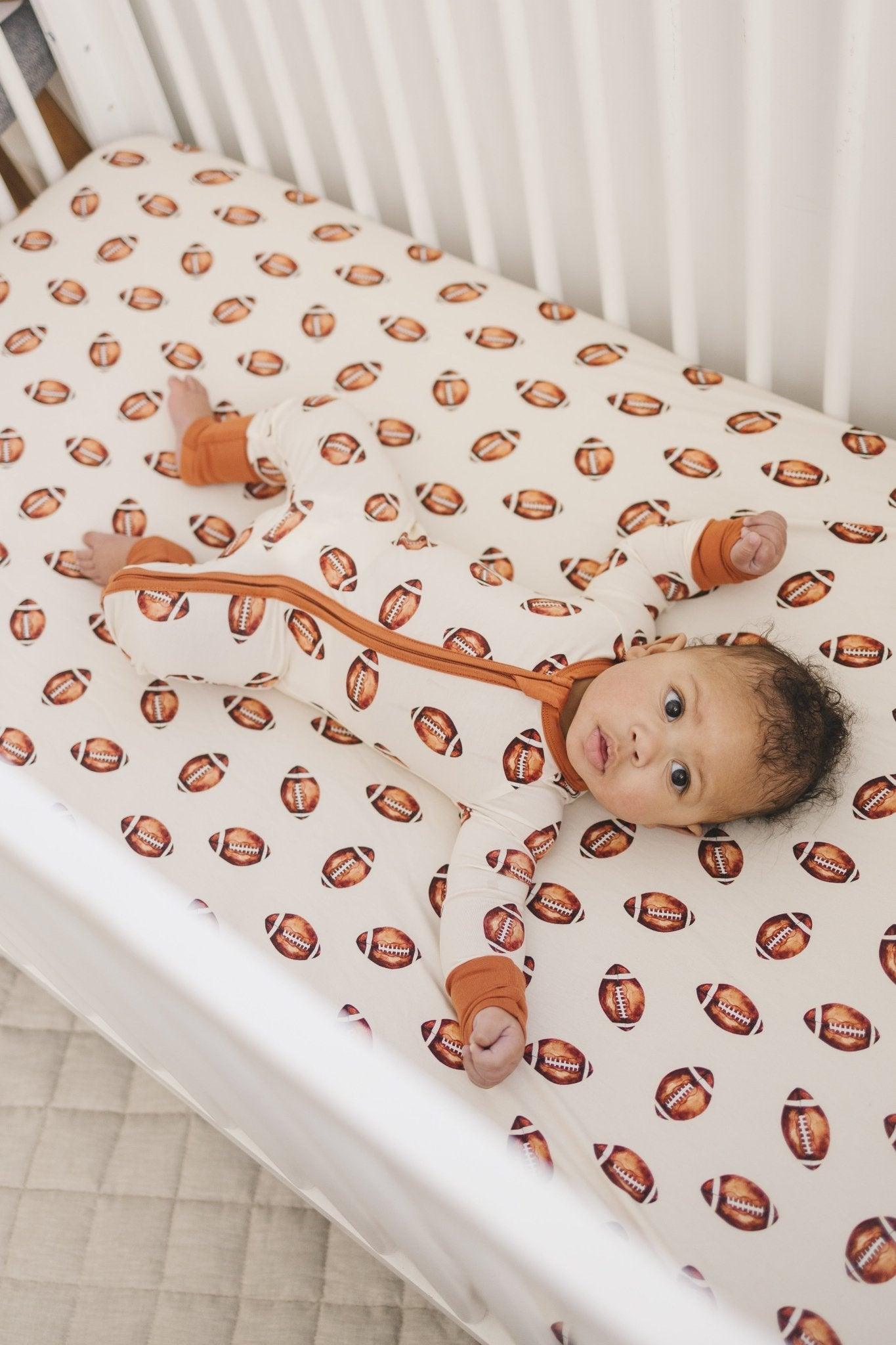 Football Print Bamboo Crib Sheet