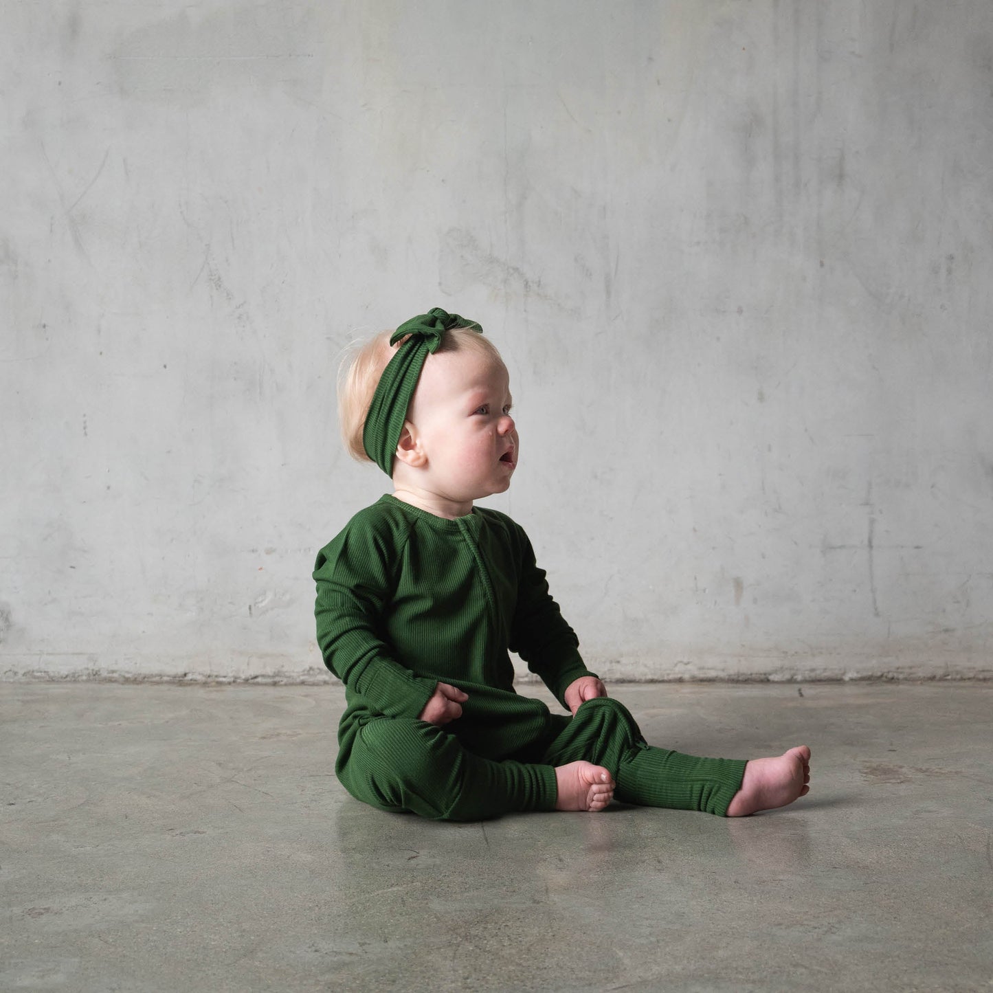 Everyday Green | Ribbed Bamboo Zip Romper