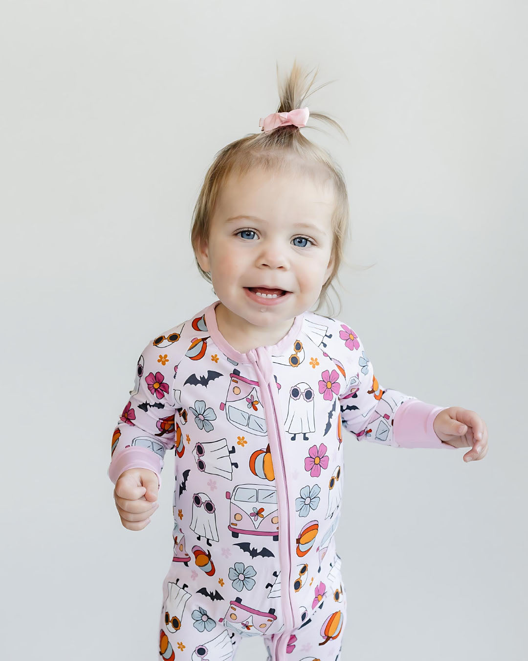 Bamboo Zip Romper | Retro Ghost