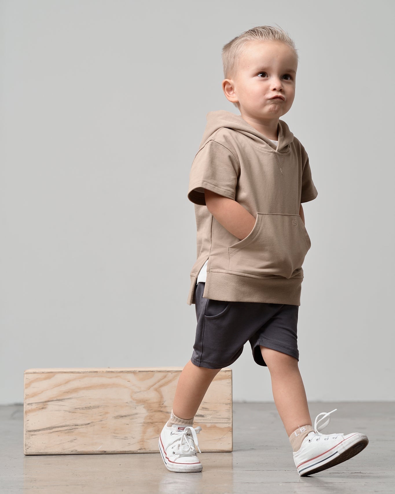 Short Sleeve Hoodie - Driftwood