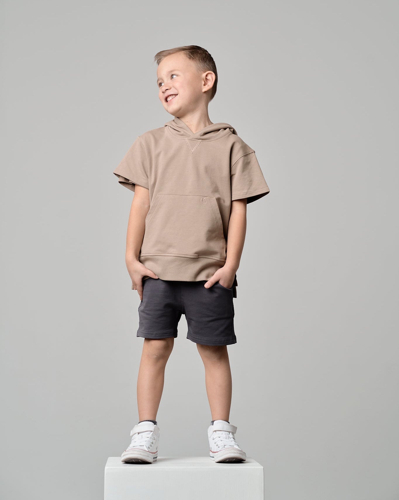 Short Sleeve Hoodie - Driftwood