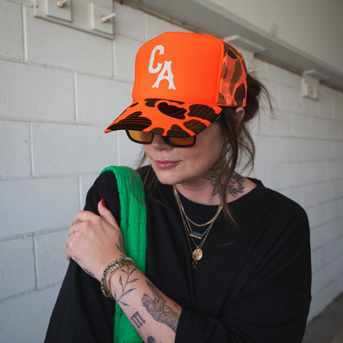 CA | Trucker Hat (Neon Orange Camo)