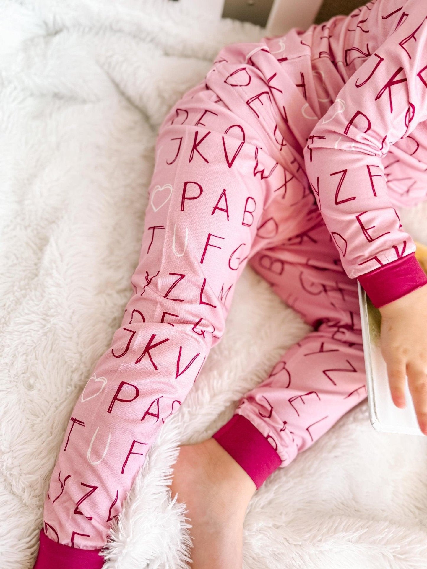 I <3 U ABC 2pc Bamboo Pajama Set - Berry