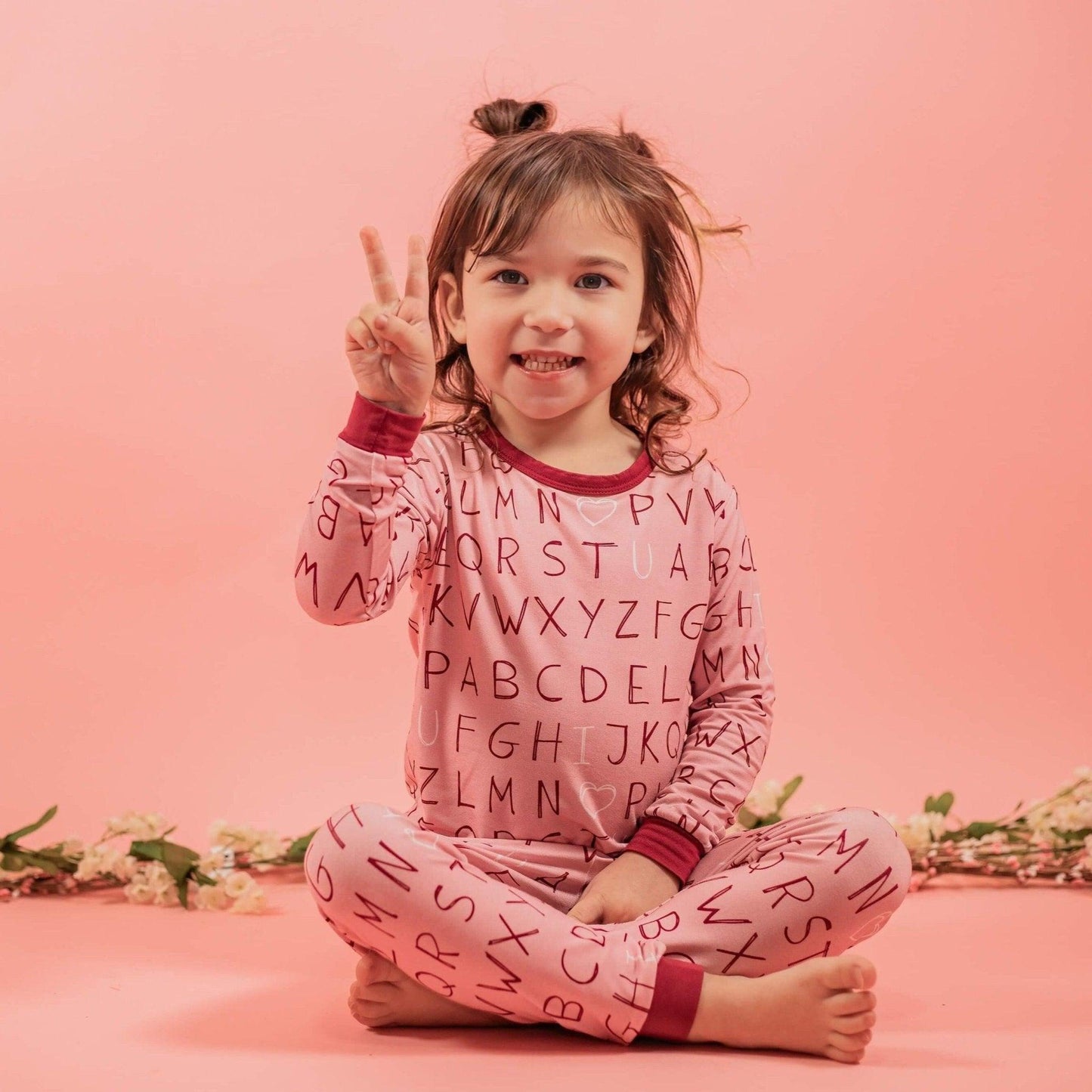 I <3 U ABC 2pc Bamboo Pajama Set - Berry