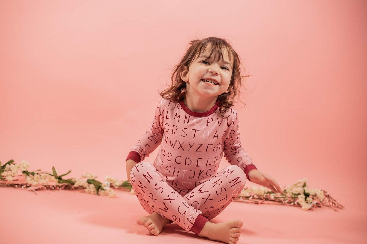 I <3 U ABC 2pc Bamboo Pajama Set - Berry