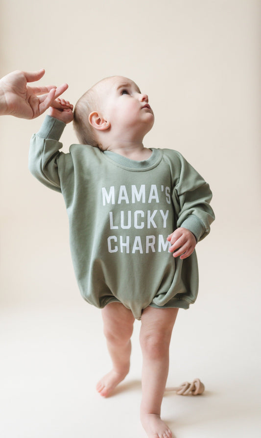 Mama's Lucky Charm Sweatshirt Romper- more colors