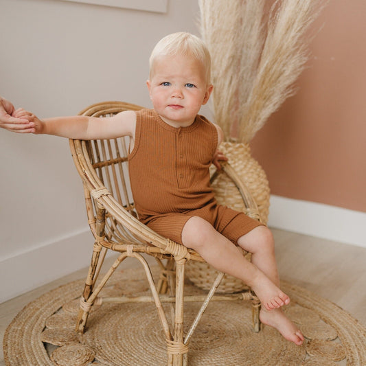 Organic Cotton Ribbed Sleeveless Romper