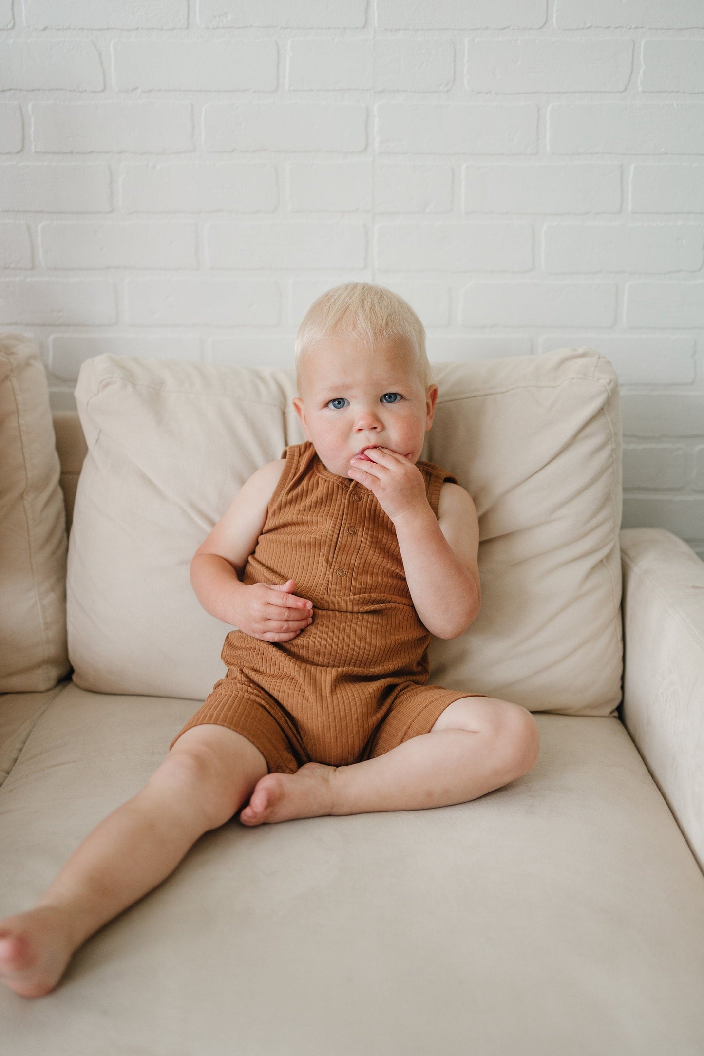 Organic Cotton Ribbed Sleeveless Romper