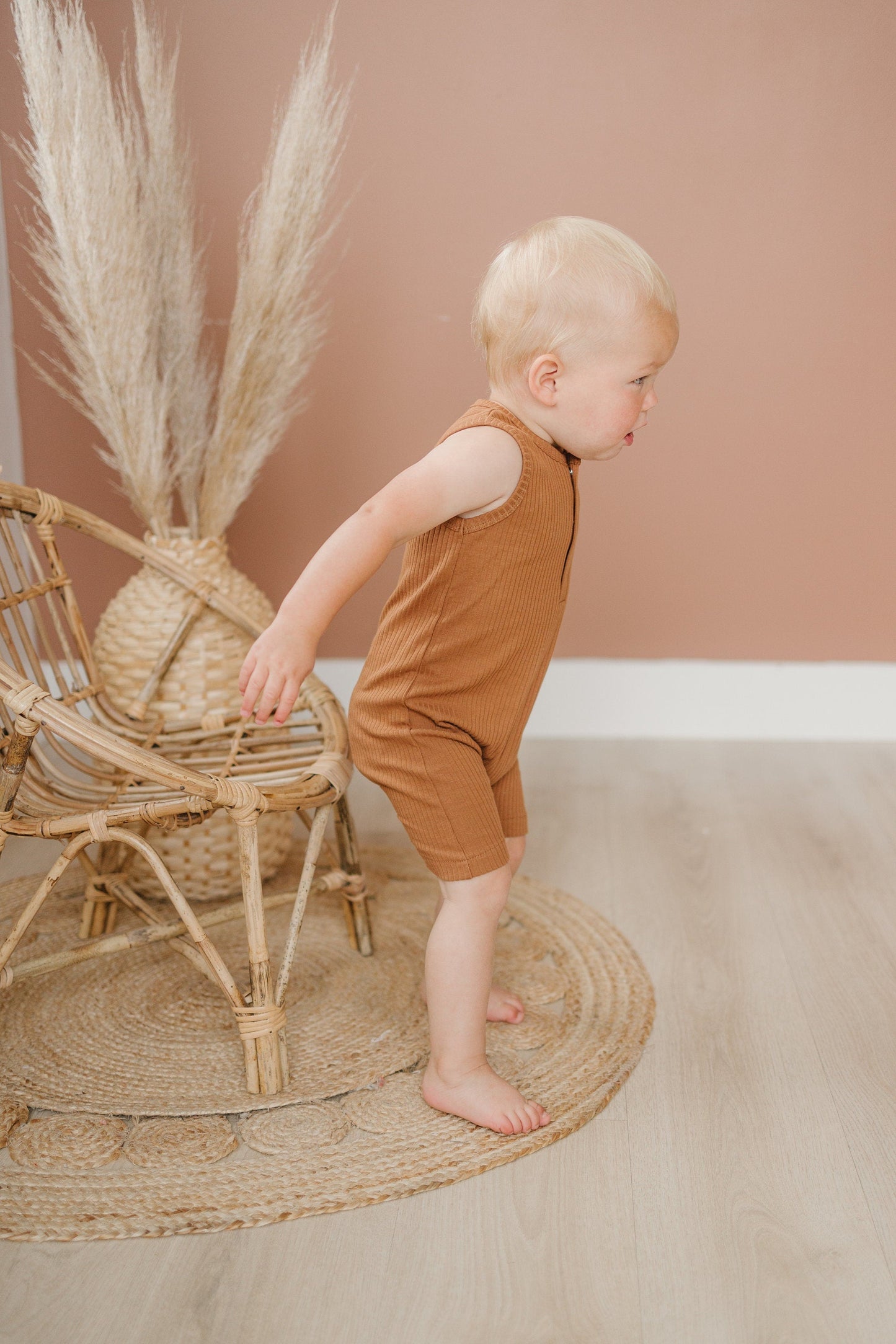 Organic Cotton Ribbed Sleeveless Romper