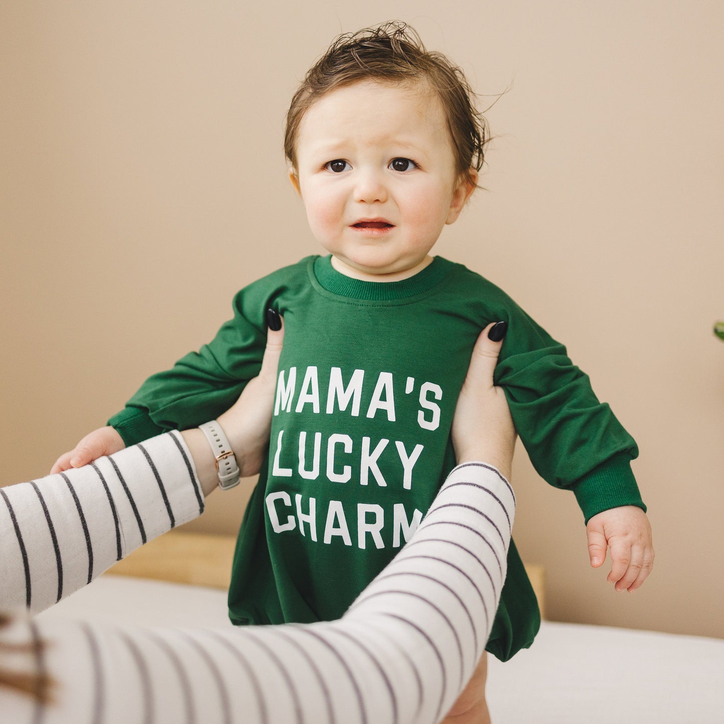 Mama's Lucky Charm Bamboo Sweatshirt Romper