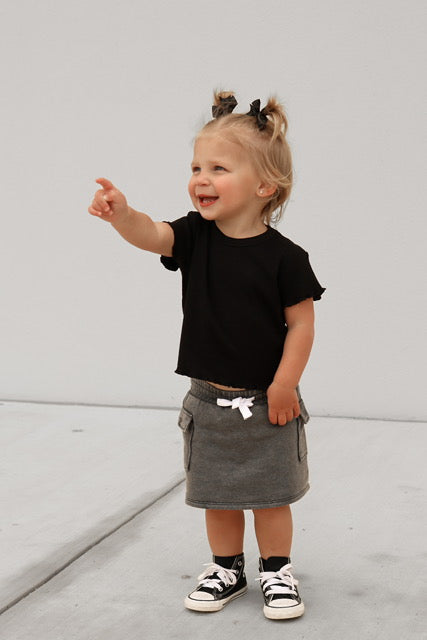 Cargo Skort - Charcoal Wash