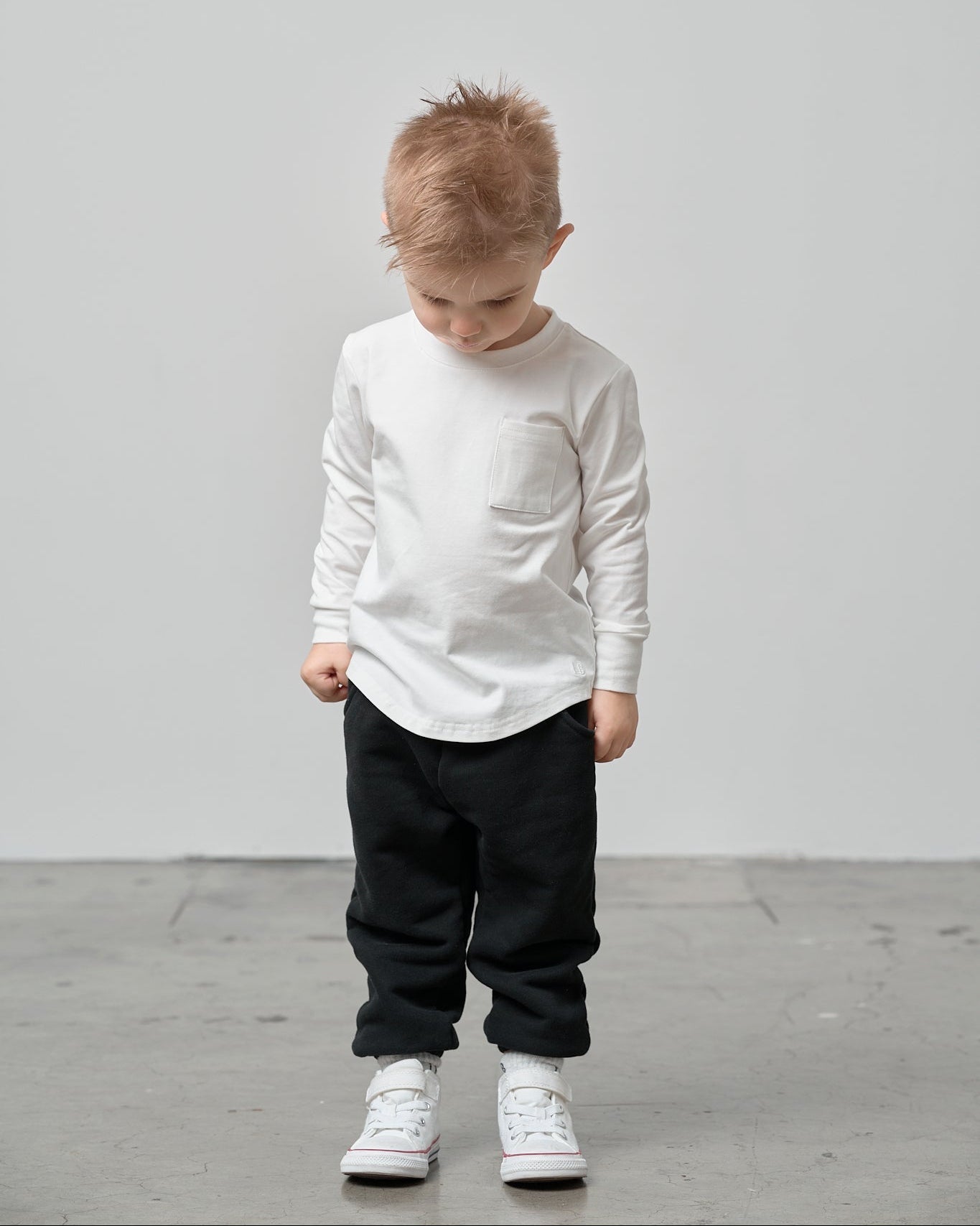Long Sleeve Pocket Tee - White