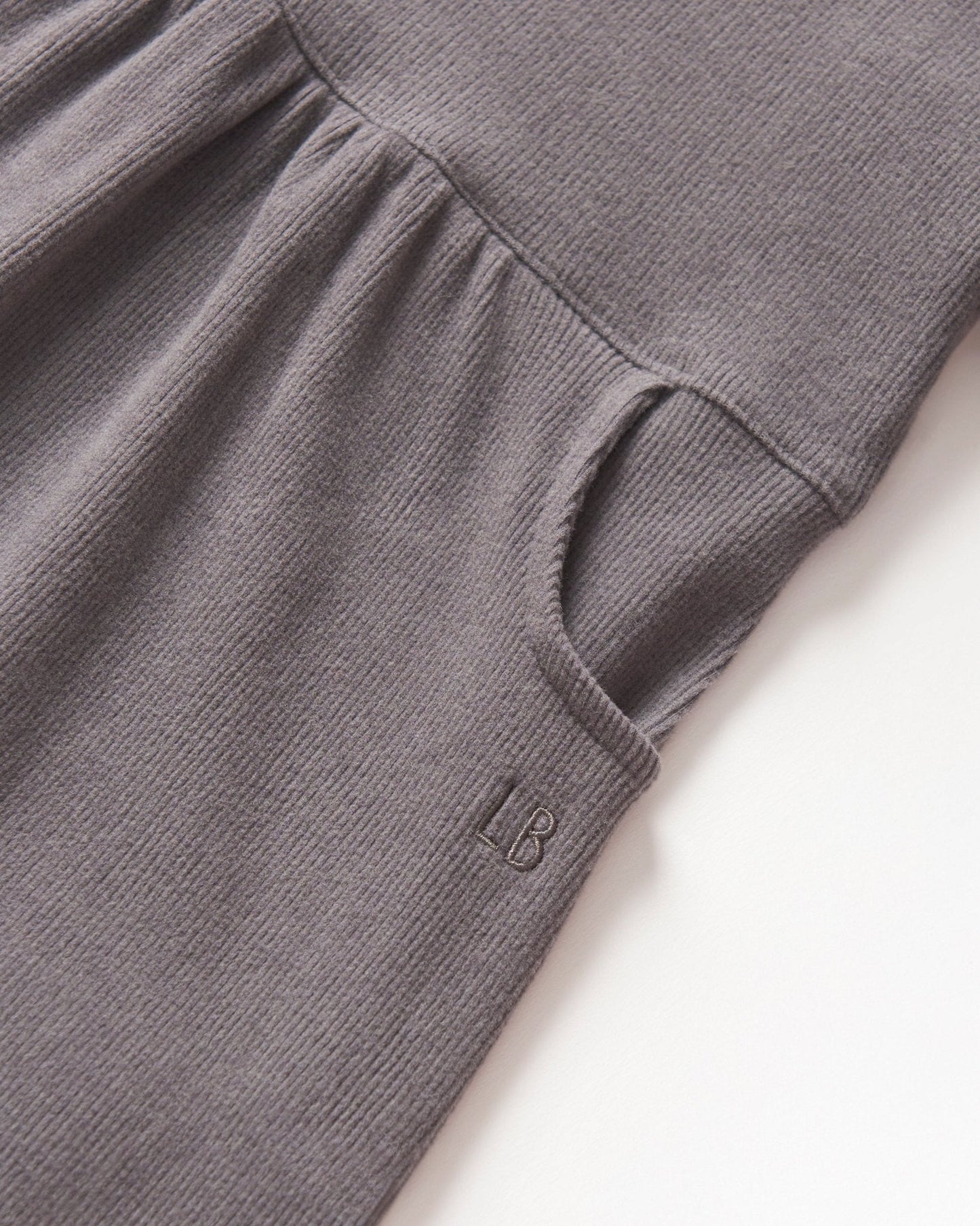Long Sleeve Ribbed Dress - Graphite