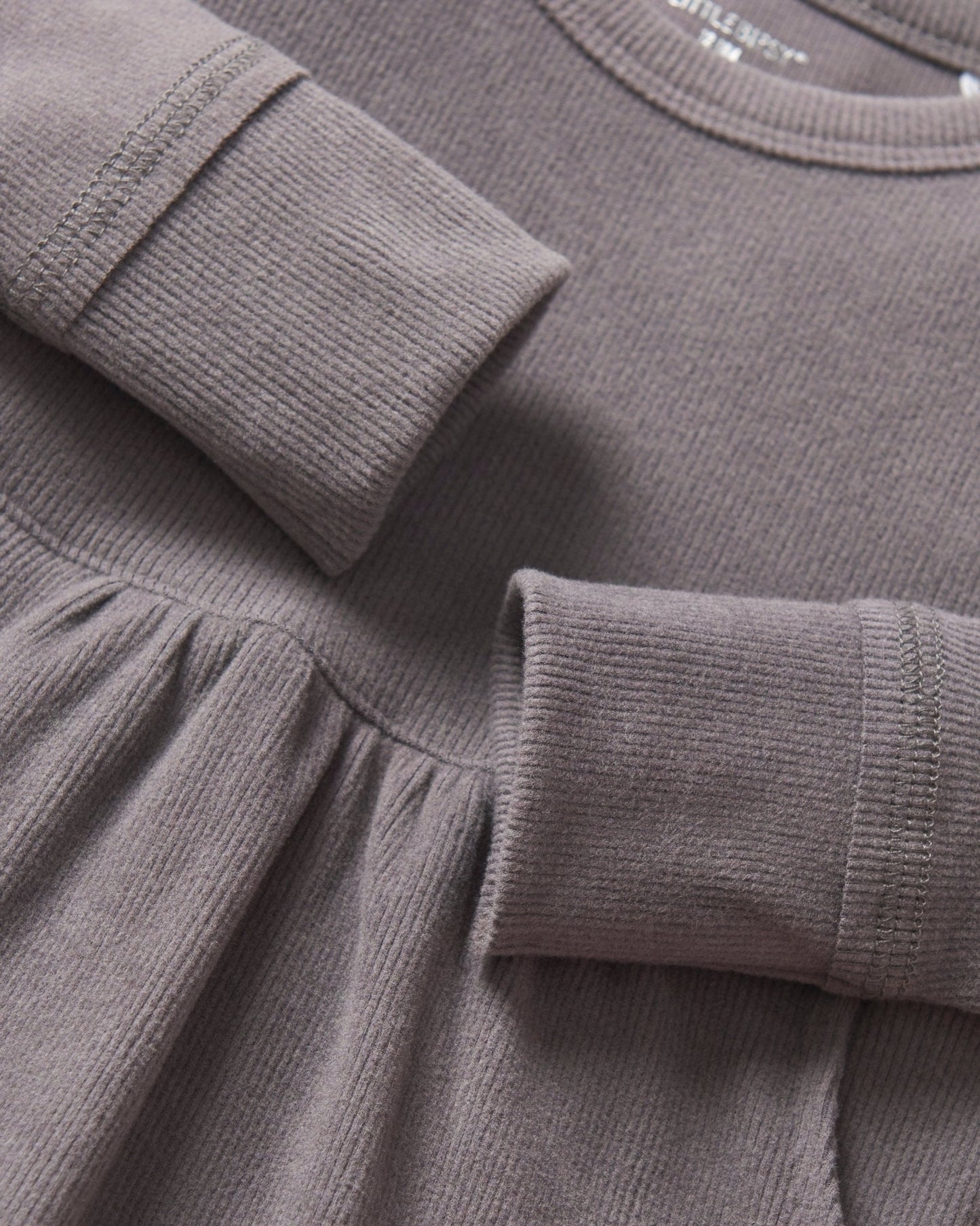 Long Sleeve Ribbed Dress - Graphite