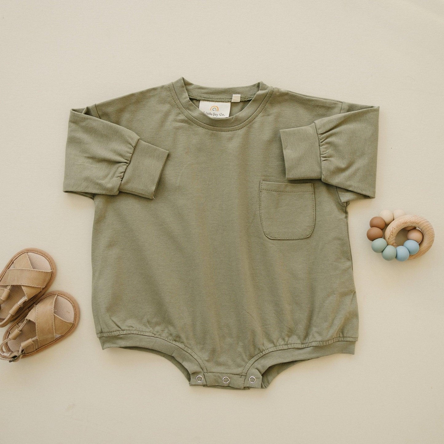 Long-Sleeved Pocket Tee Romper