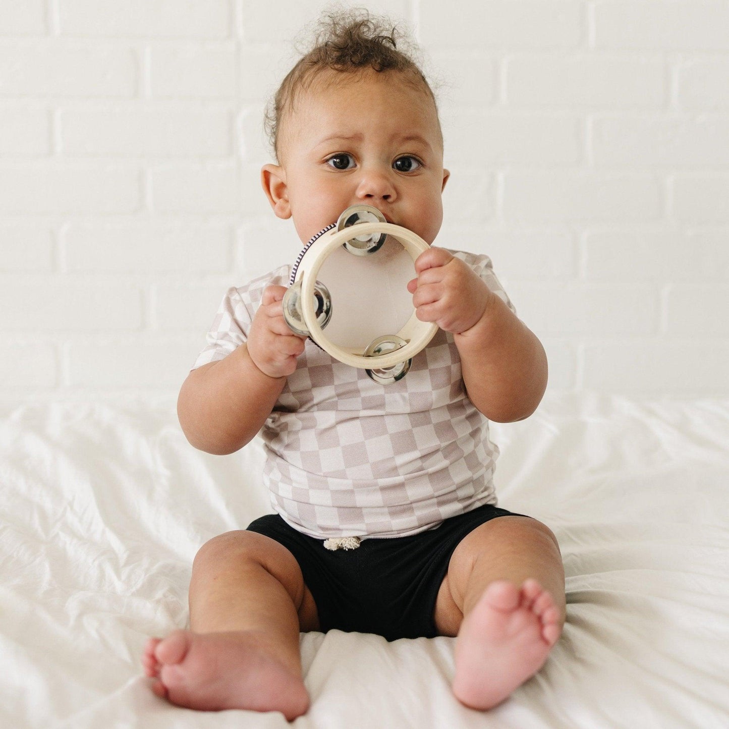 Neutral Checkered Bamboo Tee