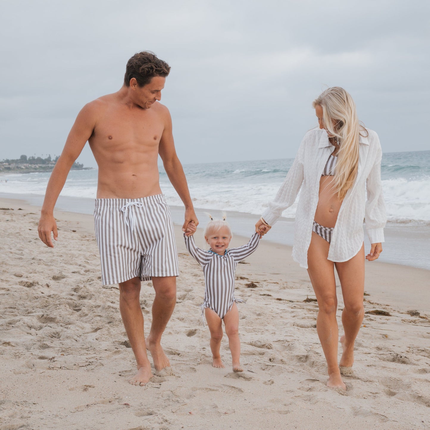 Girl's Long Sleeve Swimsuit | Olive Stripe