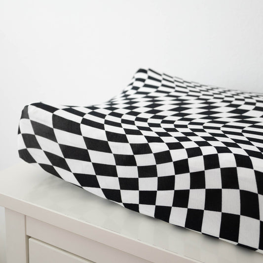 B&W Wavy Checker | Bamboo Changing Pad Cover