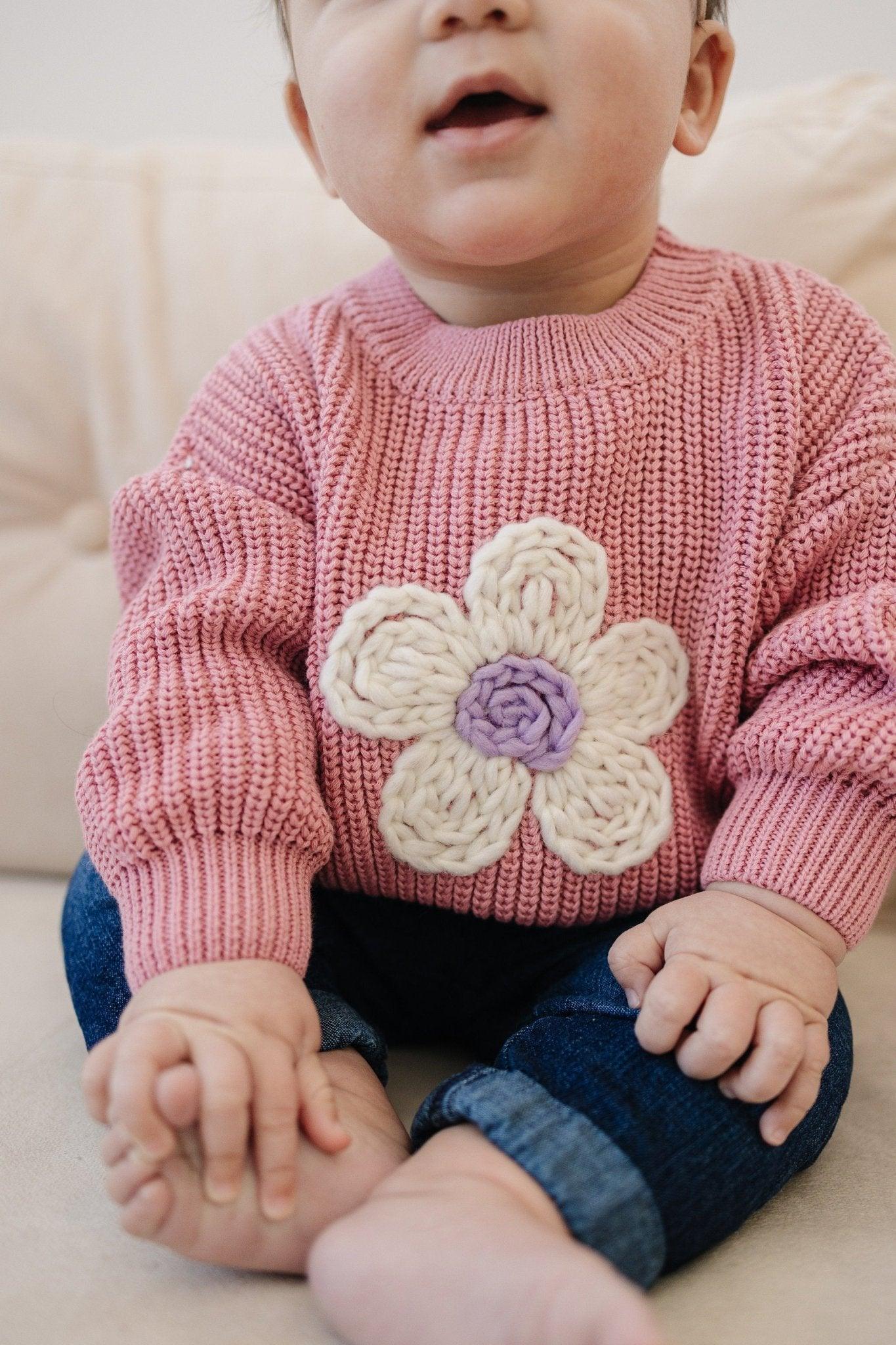 Pink Daisy Hand Embroidered Sweater