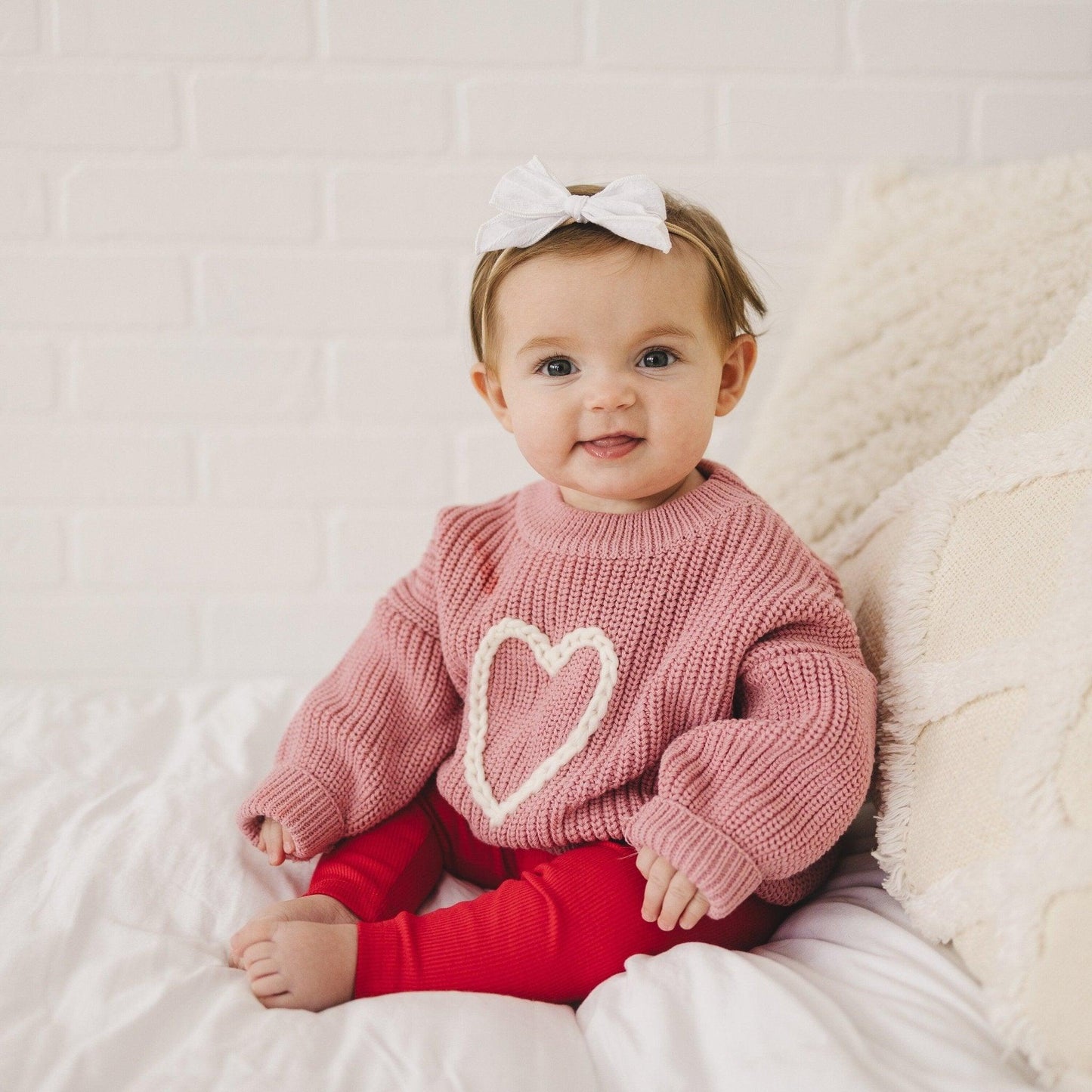 Pink Heart Hand Embroidered Sweater