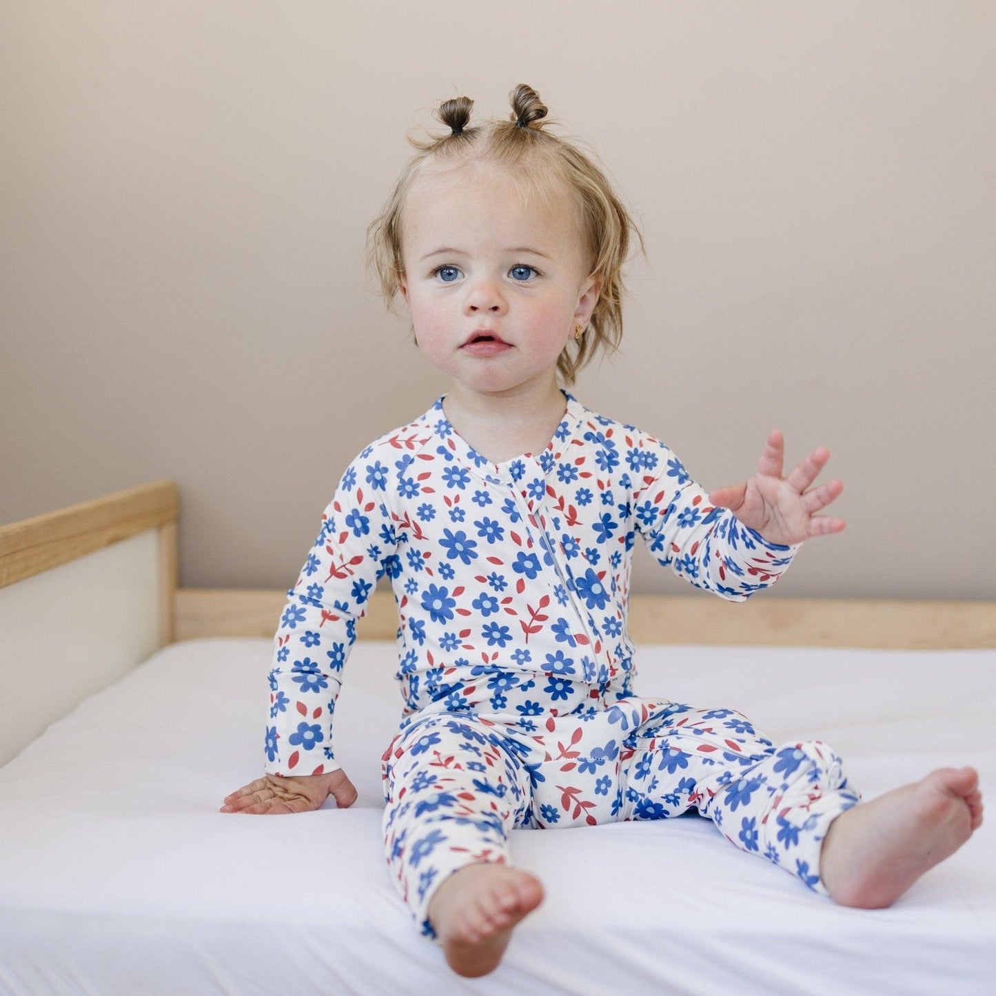 Red White & Blooms Bamboo Zippy Romper